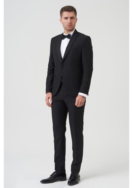 Los Angeles D2402 Slim Fit 6 Drop Damatlık Takım Elbise Siyah fırsatları