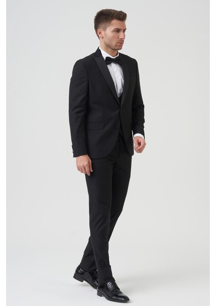 Los Angeles D2402 Slim Fit 6 Drop Damatlık Takım Elbise Siyah indirimleri