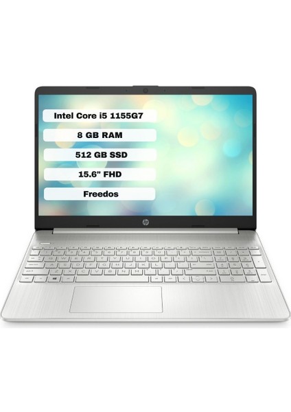 15S-FQ4015NT Intel Core i5 1155G7 8GB 512GB SSD Freedos 15.6" FHD Taşınabilir Bilgisayar 54U49EA