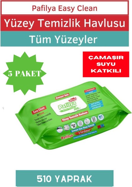 Çamaşır Sulu Easy Clean Yüzey Temizlik Havlusu 5X102 (510 Yaprak)