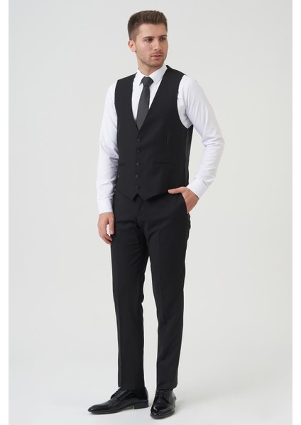 Chicago TY234 Slim Fit 6 Drop Yelekli Takım Elbise Siyah fırsatları