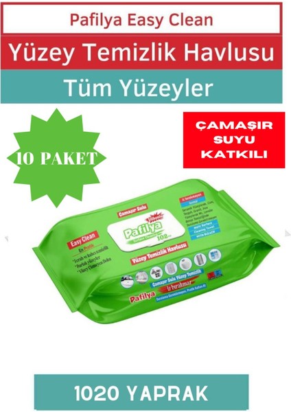 Çamaşır Sulu Easy Clean Yüzey Temizlik Havlusu 10X102 (1020 Yaprak)