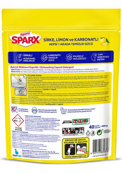 Sparx  Bulaşık Makinesi Kapsülü 40'lı