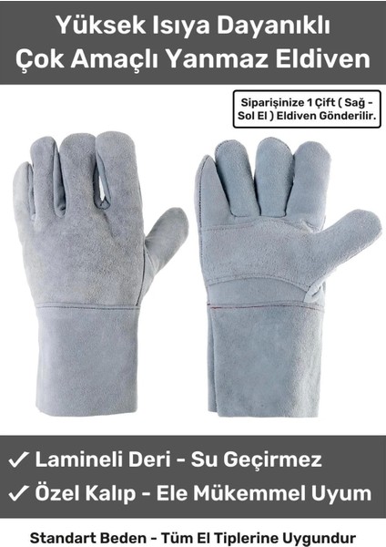 Premium Serisi Yanmaz Isıya Dayanıklı Eldiven Kaynak Yangın Için Su Geçirmez Çok Amaçlı Deri Eldiven