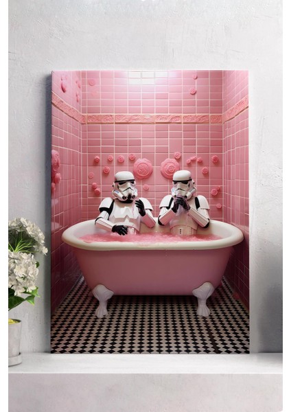 Pembe Küvetteki Stormtrooper Kanvas Tablo