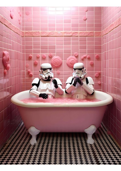 Pembe Küvetteki Stormtrooper Kanvas Tablo