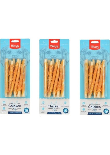 Deri Üzerine Tavuk Sarılı Burgu Çubuk 85 gr. x 3 Adet