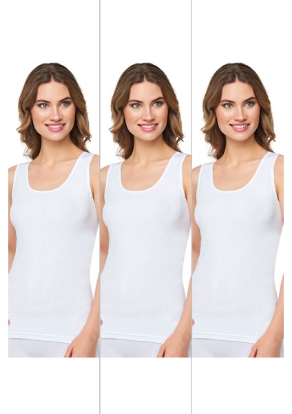 Kadın Ribana Geniş Askılı Pamuklu Likralı Detaylı Atlet 3'lü Paket fiyatları