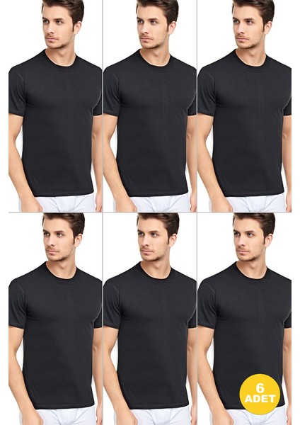 Erkek Slim Fit Sıfır Yaka Fanila T-Shirt 6'lı Paket