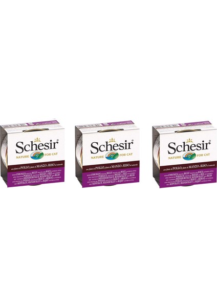 Tavuk ve Sığır ve Pirinçli Kedi Konservesi 85 gr. x 3 Adet