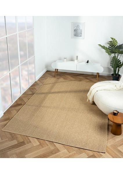 Sisal TB002A Bej Modern Desen Jüt Makine Halısı