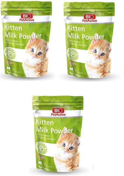 Kitten Milk Powder Yavru Kedi Süt Tozu 200 gr. x 3 Adet