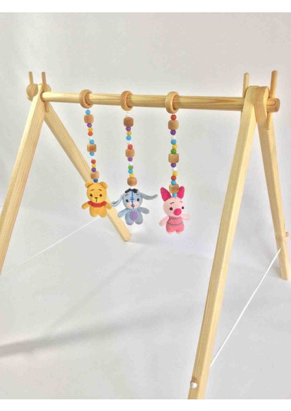 Ozzani Wood Baby Gym Oyun Alanı Aktivite Standı (3 Ad. Sallanan Oyuncaklar Dahildir)