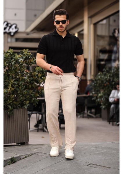 Rahat Kalıp Beli Lastikli Baggy Pantolon - Bej fiyatları