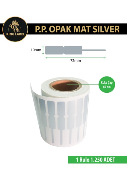 King Label Mat Silver Kuyumcu Etiketi  72X10 Pp Opak 1 Rulo 1250 Sarım