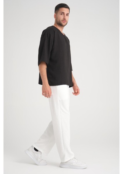 Bisiklet Yaka Fakir Kol Oversize Kısa Kol T-Shirt - Siyah fırsatları