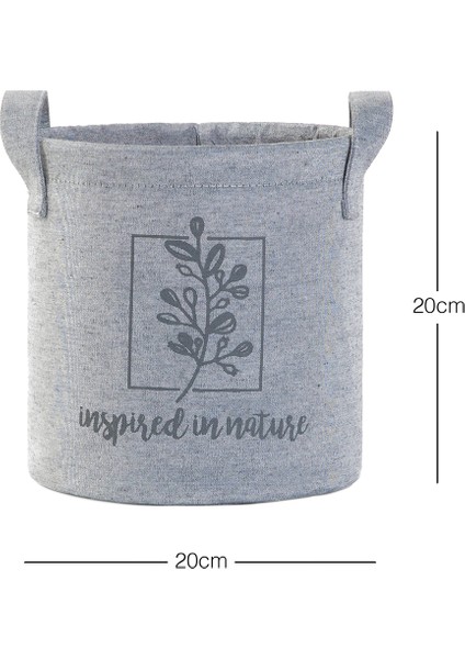 Ocean Home Textile Gri Dolap İçi Çamaşır Çocuk Odası Oyuncak Düzenleyici Katlanır Saklama Sepeti Organizer Saksı 20x20 cm