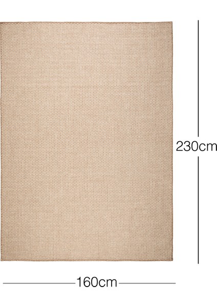 Yıkanabilir Jüt Görünümlü Ekru Naturel Renk Hasır Desenli Halı Kilim 160 x 230 cm