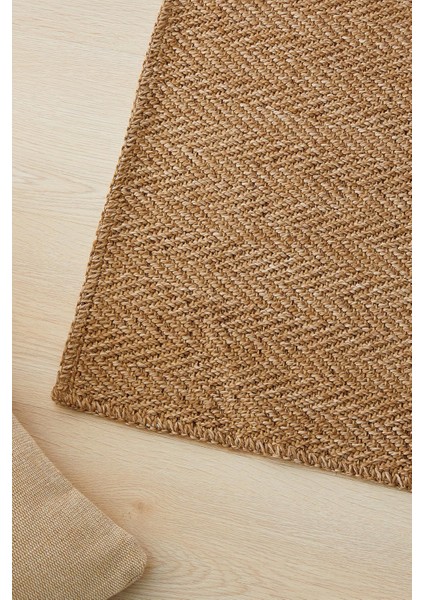 Yıkanabilir Jüt Görünümlü Naturel Renk Balıksırtı Halı Kilim 80 x 150 cm