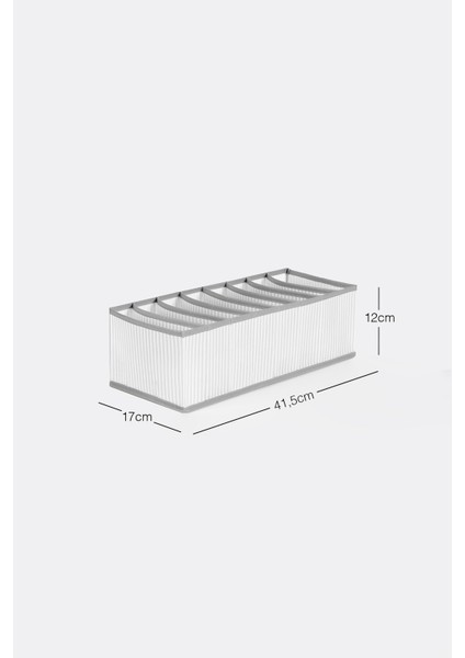 8 Bölmeli Gri Çizgili Dolap Çekmece İçi Akordiyon Tipi Katlanır Çamaşır Düzenleyici Organizer