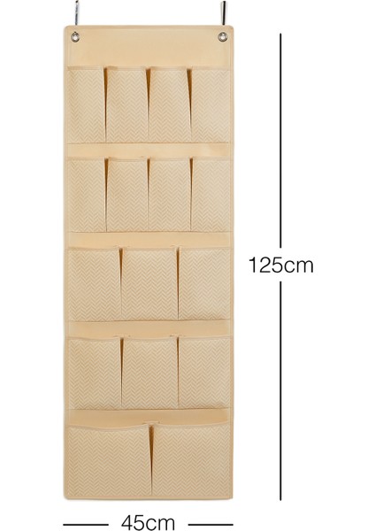 Bej 16 Cepli Çok Amaçlı Askılı Dolap İçi Banyo Mutfak Düzenleyici Terlik Organizer 45x125 cm modelleri