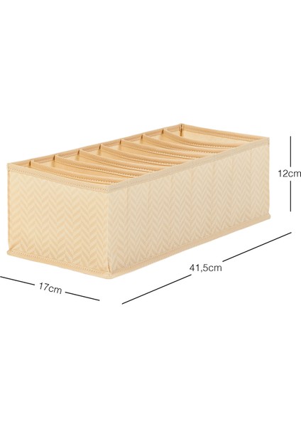 8 Bölmeli Bej Balıksırtı Dolap Çekmece İçi Akordiyon Tipi Katlanır Çamaşır Düzenleyici Organizer
