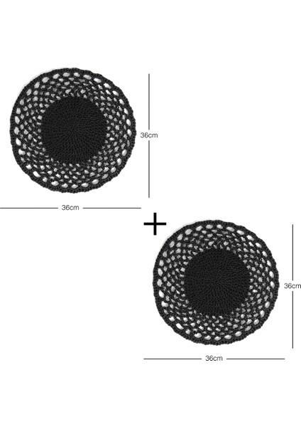 2 Adet Siyah Rafya Sofra Sunum Tabak Altlığı Supla Amerikan Servisi 36x36 cm