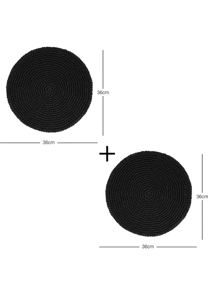 2 Adet Siyah Rafya Sofra Sunum Tabak Altlığı Supla Amerikan Servisi 36x36 cm