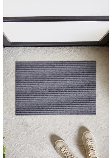 288 Gr Kaymaz Tabanlı Gri Renk Kapı Önü Paspası 40 X 60 Cm