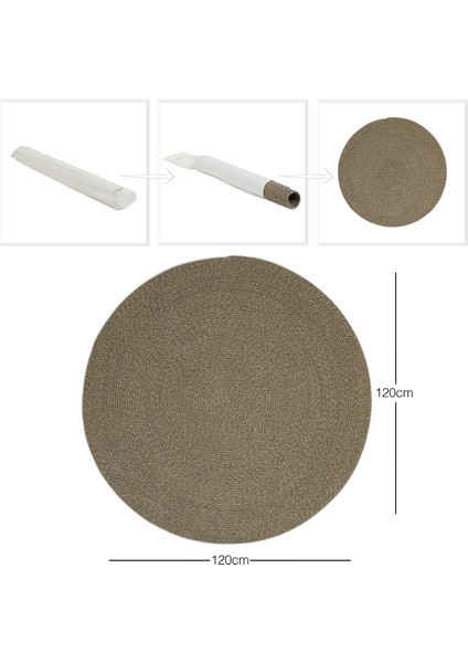 Siyah Kırçıllı Jüt Halı Kilim 120 cm çap