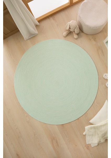 Yıkanabilir Mint Kırçıllı Pamuklu Halı Kilim 120 cm çap fırsatları