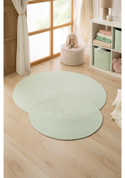Yıkanabilir Mint Kırçıllı Pamuklu Halı Kilim 120 cm çap indirimleri