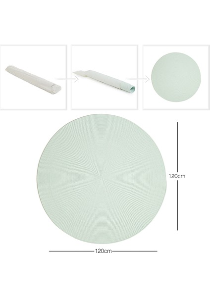 Yıkanabilir Mint Kırçıllı Pamuklu Halı Kilim 120 cm çap