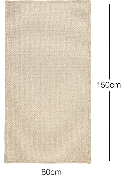 Yıkanabilir Jüt Görünümlü Krem Renk Hasır Desenli Halı Kilim 80x150 cm