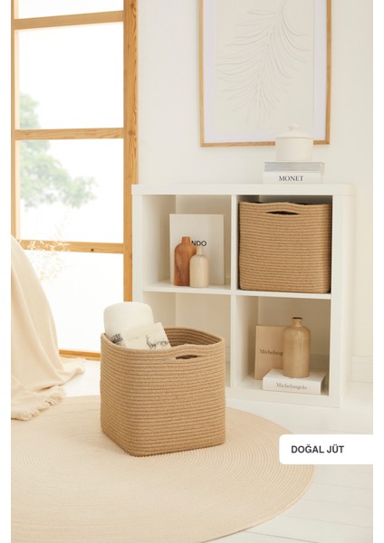Jüt Dolap İçi Çamaşır Oyuncak Düzenleyici Saklama Sepeti Organizer 30x30x30 cm