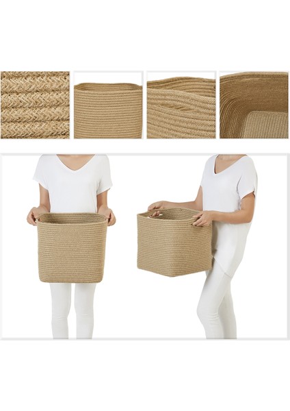 Jüt Dolap İçi Çamaşır Oyuncak Düzenleyici Saklama Sepeti Organizer 30x30x30 cm indirimleri