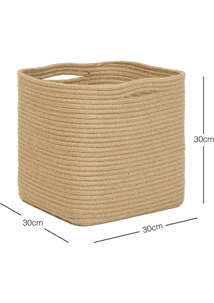 Jüt Dolap İçi Çamaşır Oyuncak Düzenleyici Saklama Sepeti Organizer 30x30x30 cm