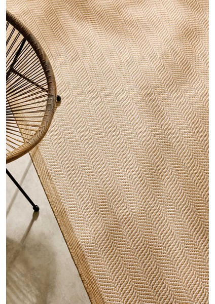 Leke Tutmaz Iç Dış Mekan Bej Renk Balıksırtı Halı Kilim 160 x 230 cm