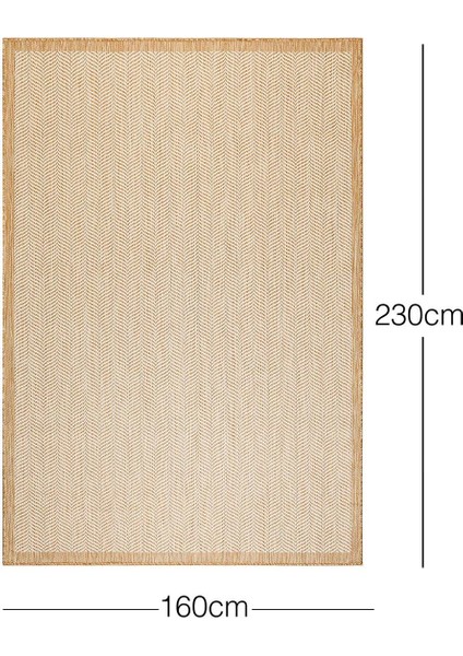 Leke Tutmaz Iç Dış Mekan Bej Renk Balıksırtı Halı Kilim 160 x 230 cm