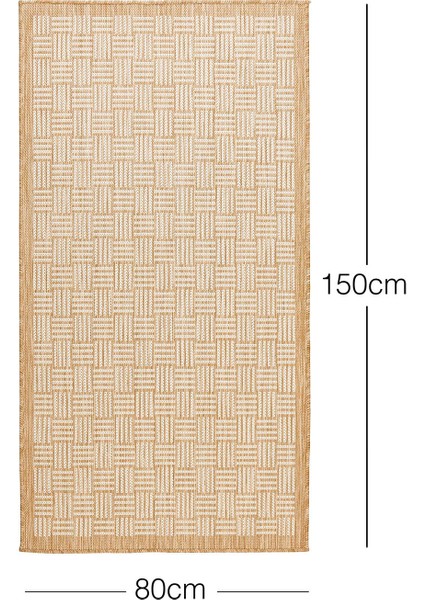 Ocean Home Textile Leke Tutmaz Iç Dış Mekan Bej Renk Hasır Desenli Halı Kilim 80 x 150 cm