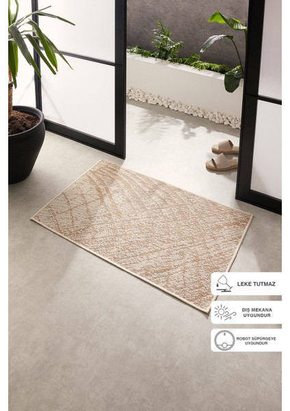 Leke Tutmaz Iç Dış Mekan Bej Renk Desenli Papas 60 x 90 cm
