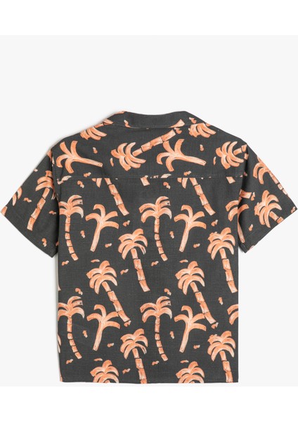 Kısa Kollu Gömlek Palmiye Baskılı Pamuklu fiyatları