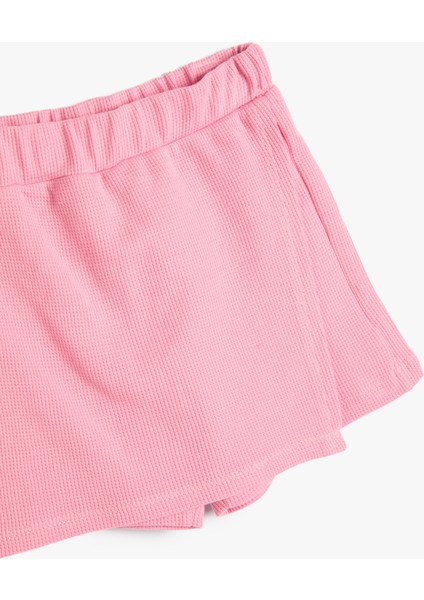 Basic Mini Şort Etek Kruvaze Beli Lastikli Pamuklu modelleri