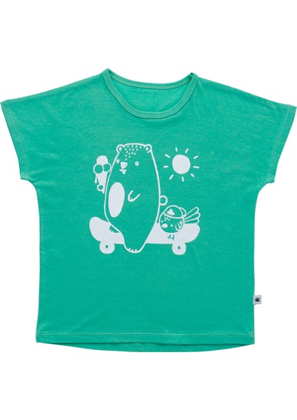 "party" Organik Pamuk Tshirt - Yeşil