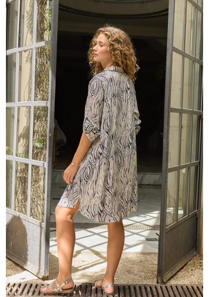 Kadın Uzun Kol Düğmeli Lacivert Elbise C9T8N0O12 modelleri