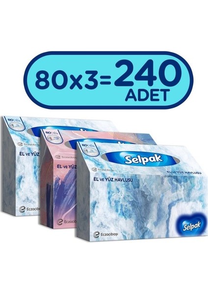 El ve Yüz Havlusu x 3 Paket 240 Yaprak