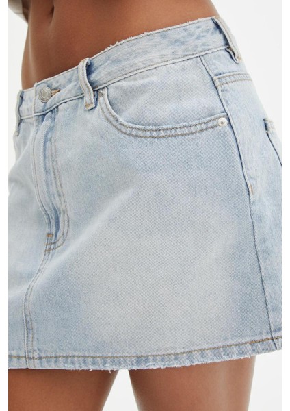 Buz Mavi Mini Jean Etek MG2099 fırsatları