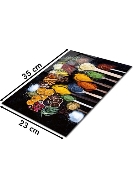 Renkli Baharatlı Cam Kesme Tahtası, Silikon Ayaklı, Sunum Kesim Doğrama Tablası, Temperli ve Rodajlı fiyatları