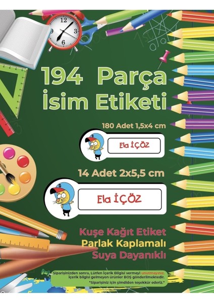 Okul Etiketi Kalem Defter Etiketi Kral Şakir Defter Etiketi 194 Adet Opak Sticker