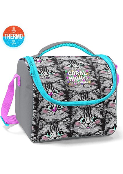 Coral High Kids Gri Kedi Desenli Thermo Beslenme Çantası 11778